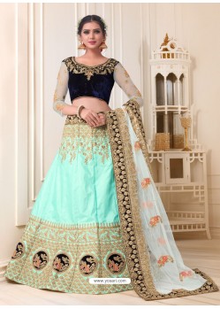 Sky Blue Heavy Embroidered Designer Wedding Lehenga Choli