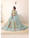 Aqua Grey Heavy Embroidered Designer Wedding Lehenga Choli