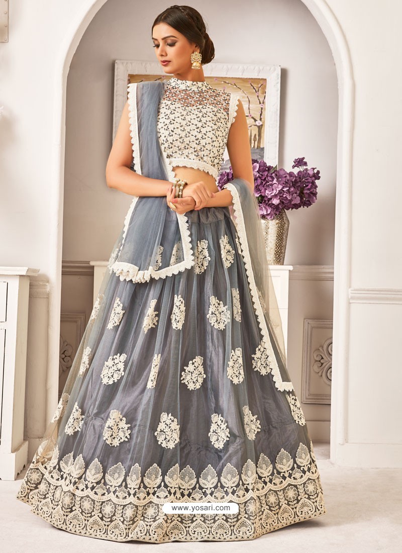  Traditional Mono Net Heavy Embroidery Women Party Wear Lehenga  Choli Dupatta Indian Fancy Wedding Ghagra Choli 2701 (Grey, One Size) :  Clothing, Shoes & Jewelry