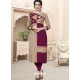 Rose Red Designer Embroidered Party Wear Cotton Kurti