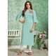 Sky Blue Designer Embroidered Party Wear Rayon Kurti