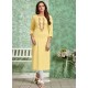 Lemon Designer Embroidered Party Wear Rayon Kurti