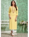 Lemon Designer Embroidered Party Wear Rayon Kurti