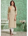 Light Brown Designer Embroidered Party Wear Rayon Kurti