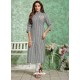 Grey Designer Embroidered Party Wear Rayon Kurti