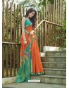 Orange Casual Wear Designer Cotton Sari