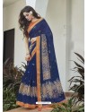 Dark Blue Casual Wear Designer Cotton Sari