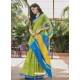 Parrot Green Casual Wear Designer Cotton Sari