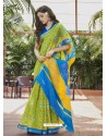 Parrot Green Casual Wear Designer Cotton Sari