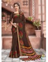 Coffee Casual Wear Designer Cotton Sari