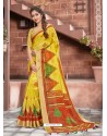 Yellow Casual Wear Designer Cotton Sari