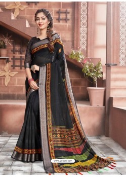 Black Casual Wear Designer Cotton Sari