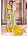 Light Grey Casual Wear Designer Cotton Sari