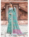 Sky Blue Casual Wear Designer Cotton Sari