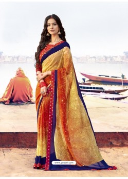 Multi Colour Casual Wear Designer Georgette Sari