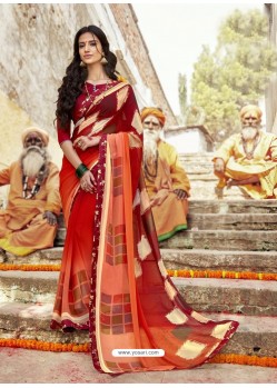 Multi Colour Casual Wear Designer Georgette Sari