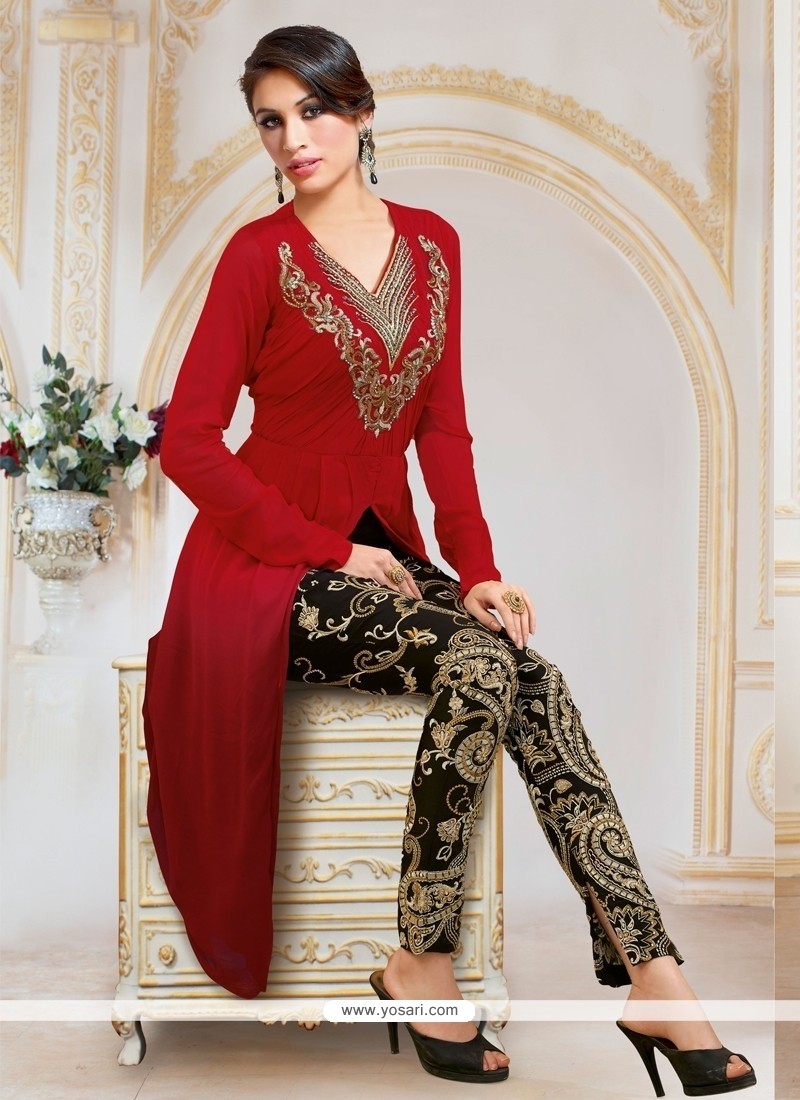 Peppy Red Designer Salwar Suit