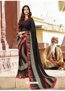 Black Casual Wear Designer Georgette Sari