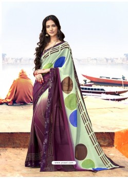 Deep Wine Casual Wear Designer Georgette Sari