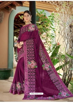 Medium Violet Latest Designer Casual Wear Fancy Fabric Sari