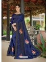 Dark Blue Latest Designer Casual Wear Fancy Fabric Sari