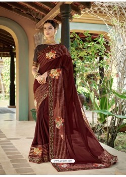 Maroon Latest Designer Casual Wear Fancy Fabric Sari