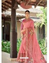 Peach Latest Designer Casual Wear Fancy Fabric Sari