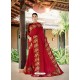 Red Latest Designer Casual Wear Fancy Fabric Sari