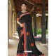 Black Latest Designer Casual Wear Fancy Fabric Sari