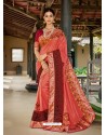 Light Red Latest Designer Casual Wear Fancy Fabric Sari