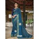 Teal Latest Designer Casual Wear Fancy Fabric Sari