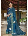 Teal Latest Designer Casual Wear Fancy Fabric Sari