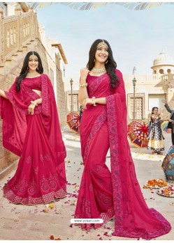 Rose Red Latest Designer Party Wear Georgette Sari