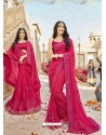 Rose Red Latest Designer Party Wear Georgette Sari