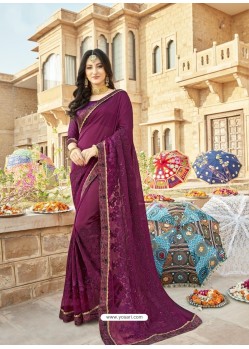 Deep Wine Latest Designer Party Wear Georgette Sari