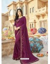 Deep Wine Latest Designer Party Wear Georgette Sari