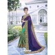 Dark Blue Party Wear Designer Embroidered Fancy Fabric Sari