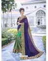 Dark Blue Party Wear Designer Embroidered Fancy Fabric Sari