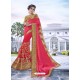 Dark Peach Party Wear Designer Embroidered Fancy Fabric Sari