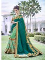 Jade Green Party Wear Designer Embroidered Fancy Fabric Sari