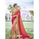 Peach Party Wear Designer Embroidered Fancy Fabric Sari