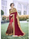 Maroon Party Wear Designer Embroidered Fancy Fabric Sari