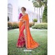 Orange Party Wear Designer Embroidered Fancy Fabric Sari