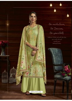 Green Designer Casual Wear Pure Pashmina Jacquard Palazzo Salwar Suit