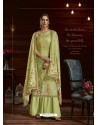 Green Designer Casual Wear Pure Pashmina Jacquard Palazzo Salwar Suit