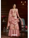 Peach Designer Casual Wear Pure Pashmina Jacquard Palazzo Salwar Suit