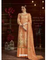 Orange Designer Casual Wear Pure Pashmina Jacquard Palazzo Salwar Suit