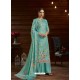 Turquoise Designer Casual Wear Pure Pashmina Jacquard Palazzo Salwar Suit