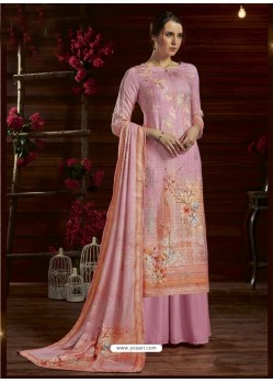 Pink Designer Casual Wear Pure Pashmina Jacquard Palazzo Salwar Suit