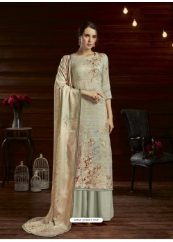 Taupe Designer Casual Wear Pure Pashmina Jacquard Palazzo Salwar Suit